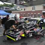 Working on the car at Bowman Gray Stadium (NC). (Powell Family Photo)
